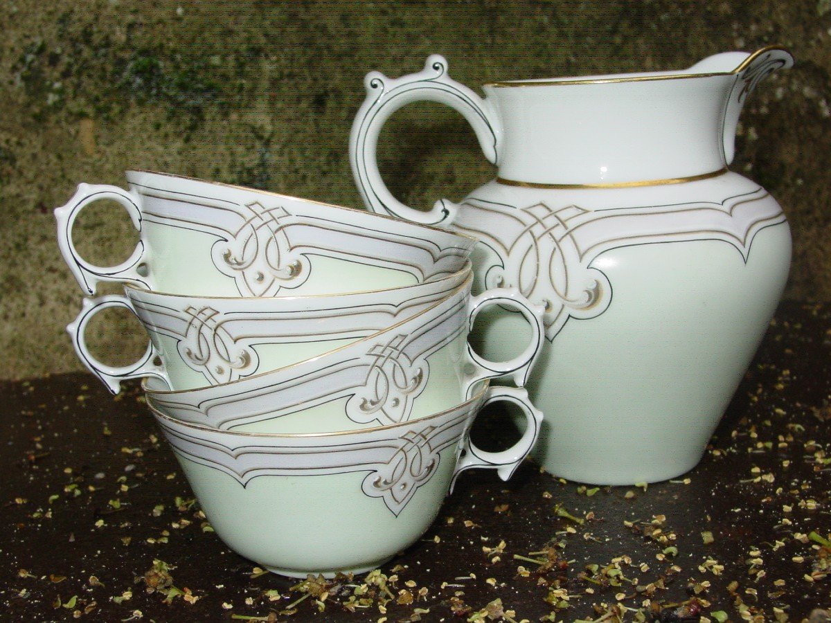 Coffee Service Around 1950 In Limoges Porcelain-photo-6