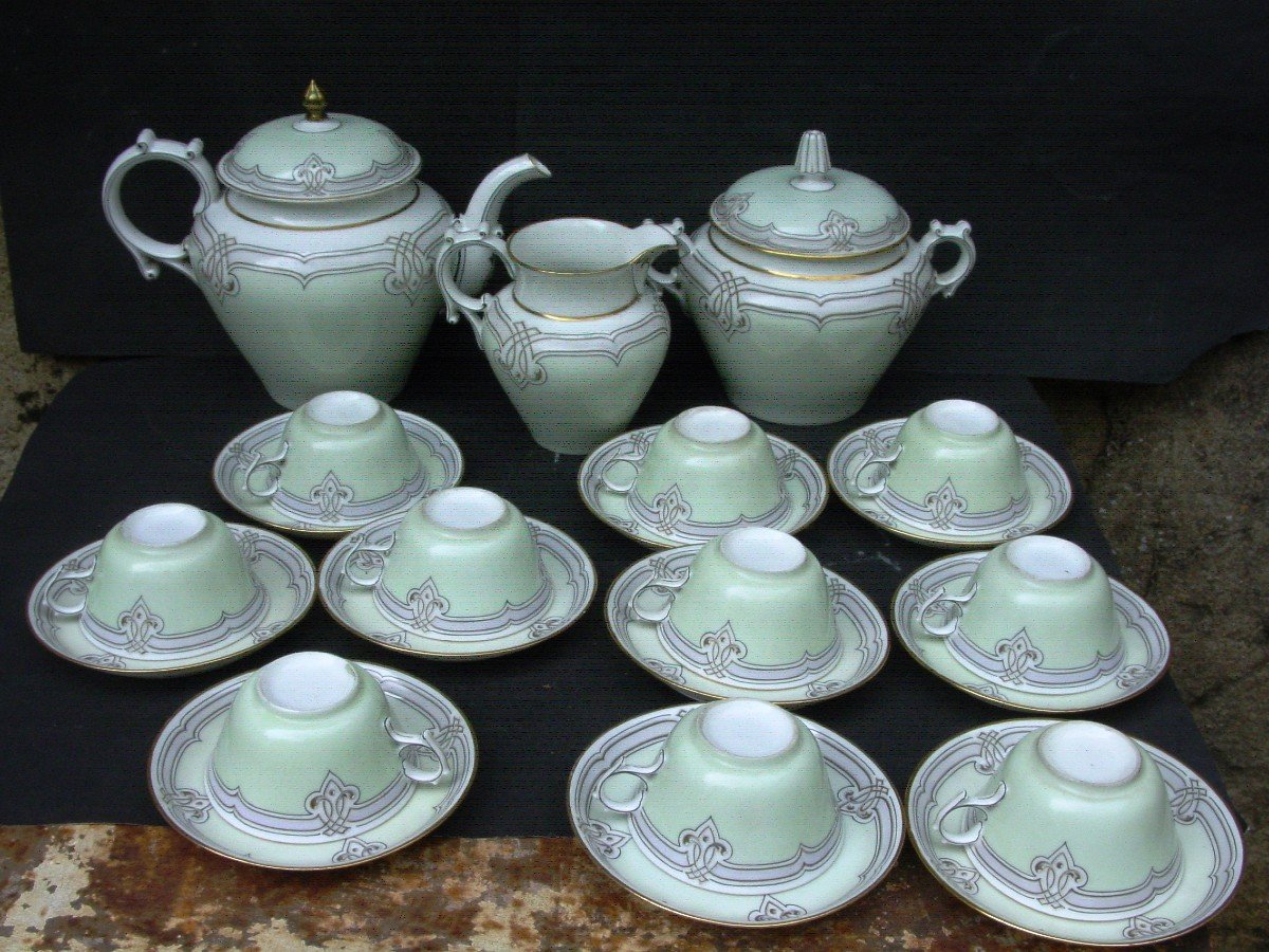 Coffee Service Around 1950 In Limoges Porcelain