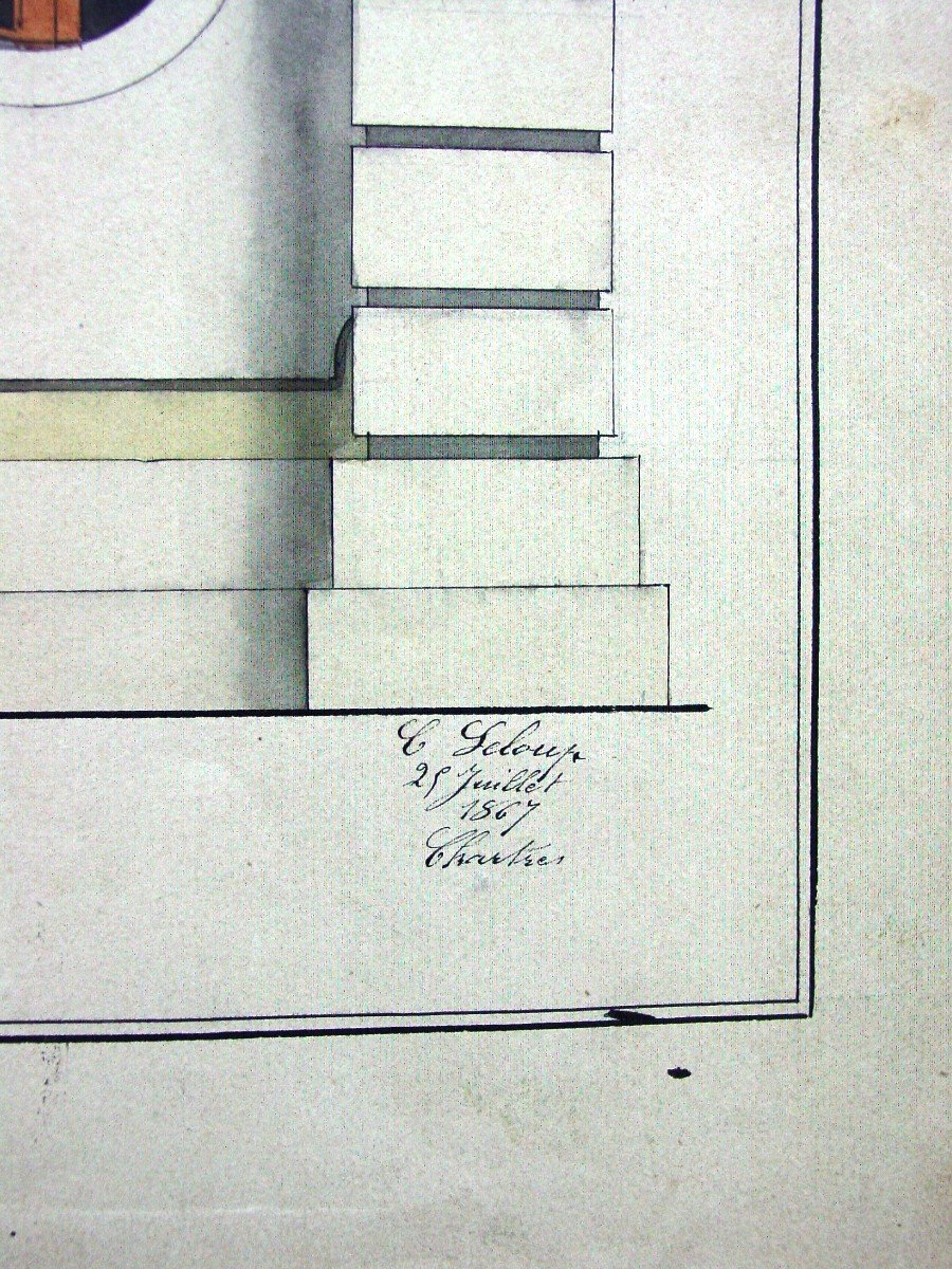 Architectural Drawing Porte Cochère Chartres? 1867-photo-4