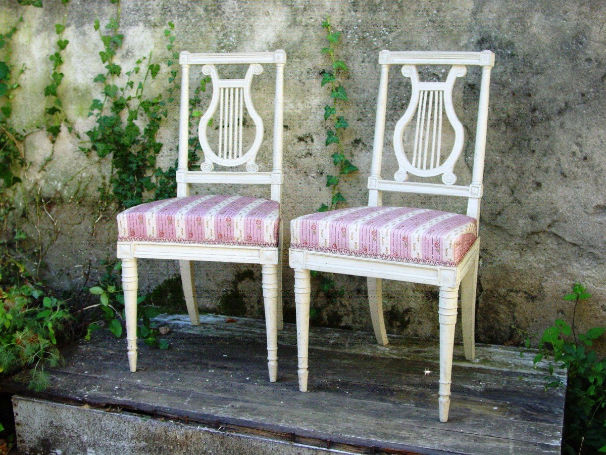 Paire De Chaises Louis XVI En Hêtre d'Aprés Georges Jacob-photo-2