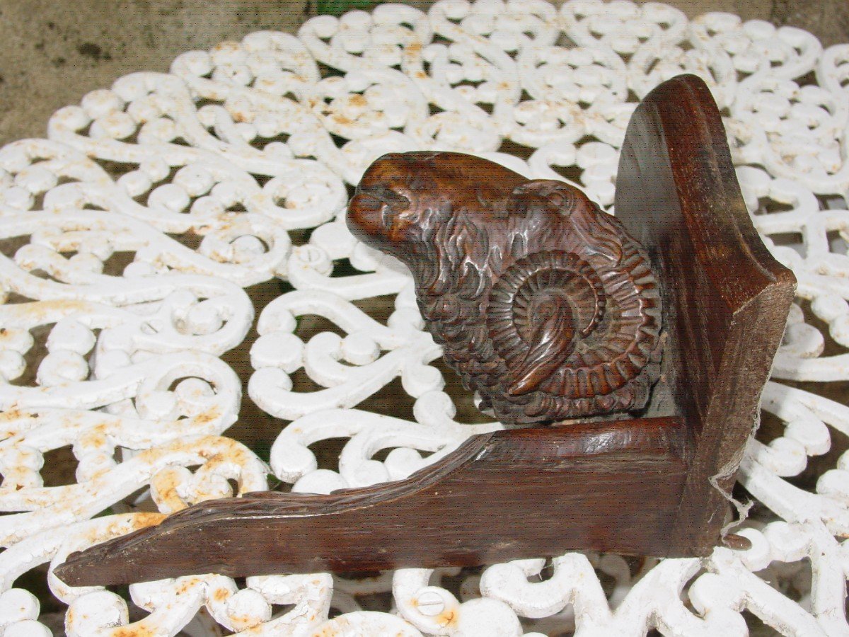 étagère, Console Murale d'Angle d'Applique En Bois Sculpté d'Une Tête De Bélier-photo-3