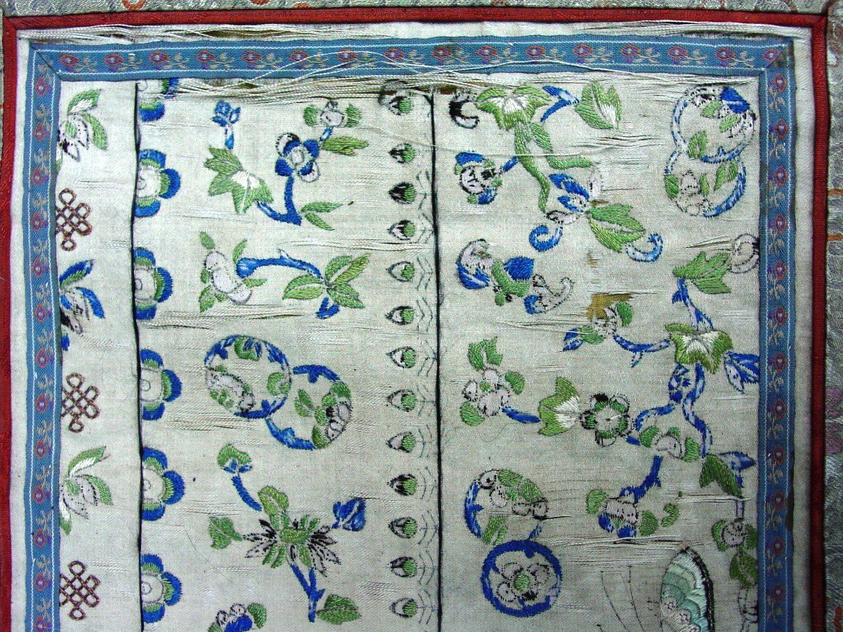 Small Embroidered Silk Panel Ancient China-photo-3