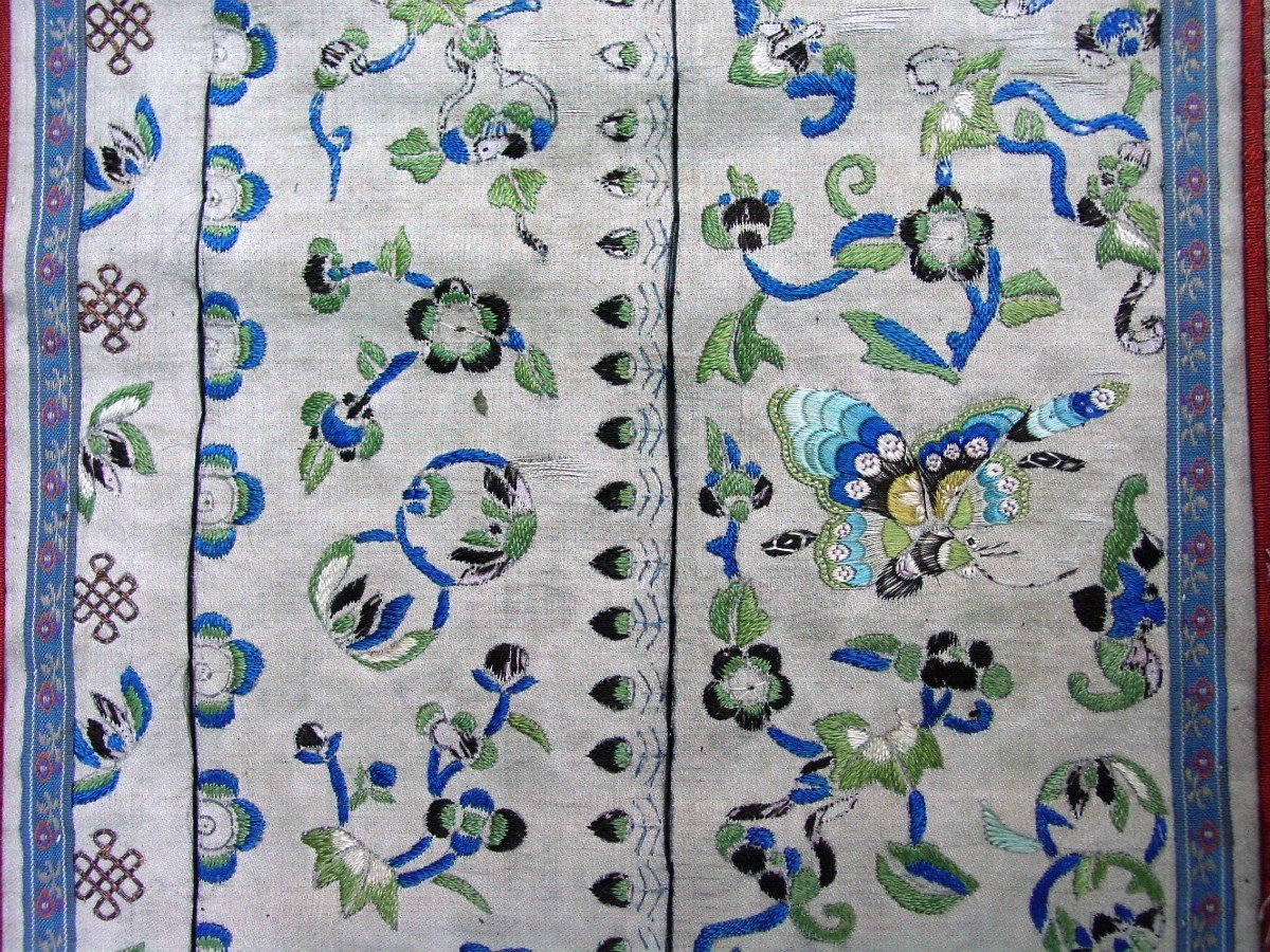 Small Embroidered Silk Panel Ancient China-photo-5