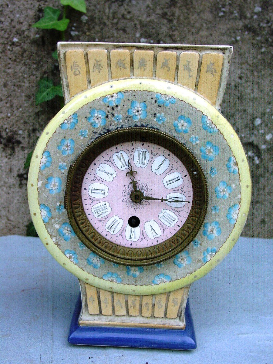 Sinisante, Japonisante Earthenware Clock, Late 19th Century