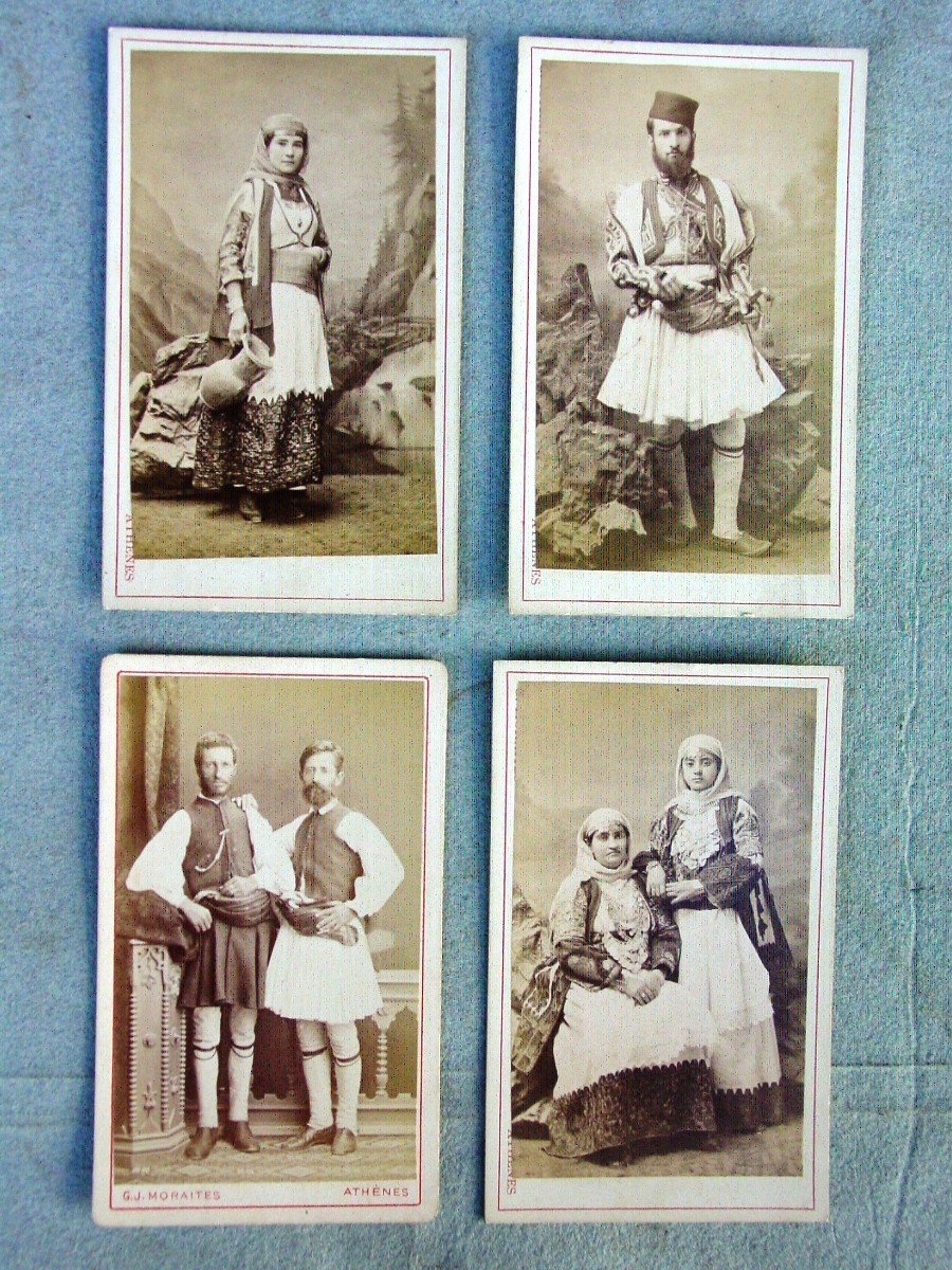 4 Photos Albuminées 1880 Types Grecs Philhellénisme Chez Moraïtes Greek Greece