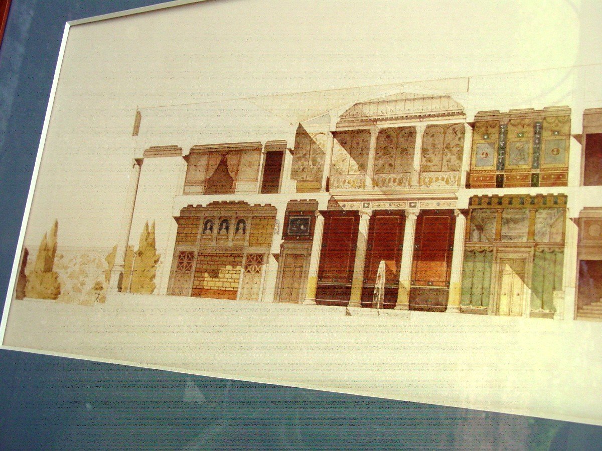 "project Of A Pompeian Palace For Prince Napoleon Avenue Montaigne 1855" Offset Print 1975 -photo-2