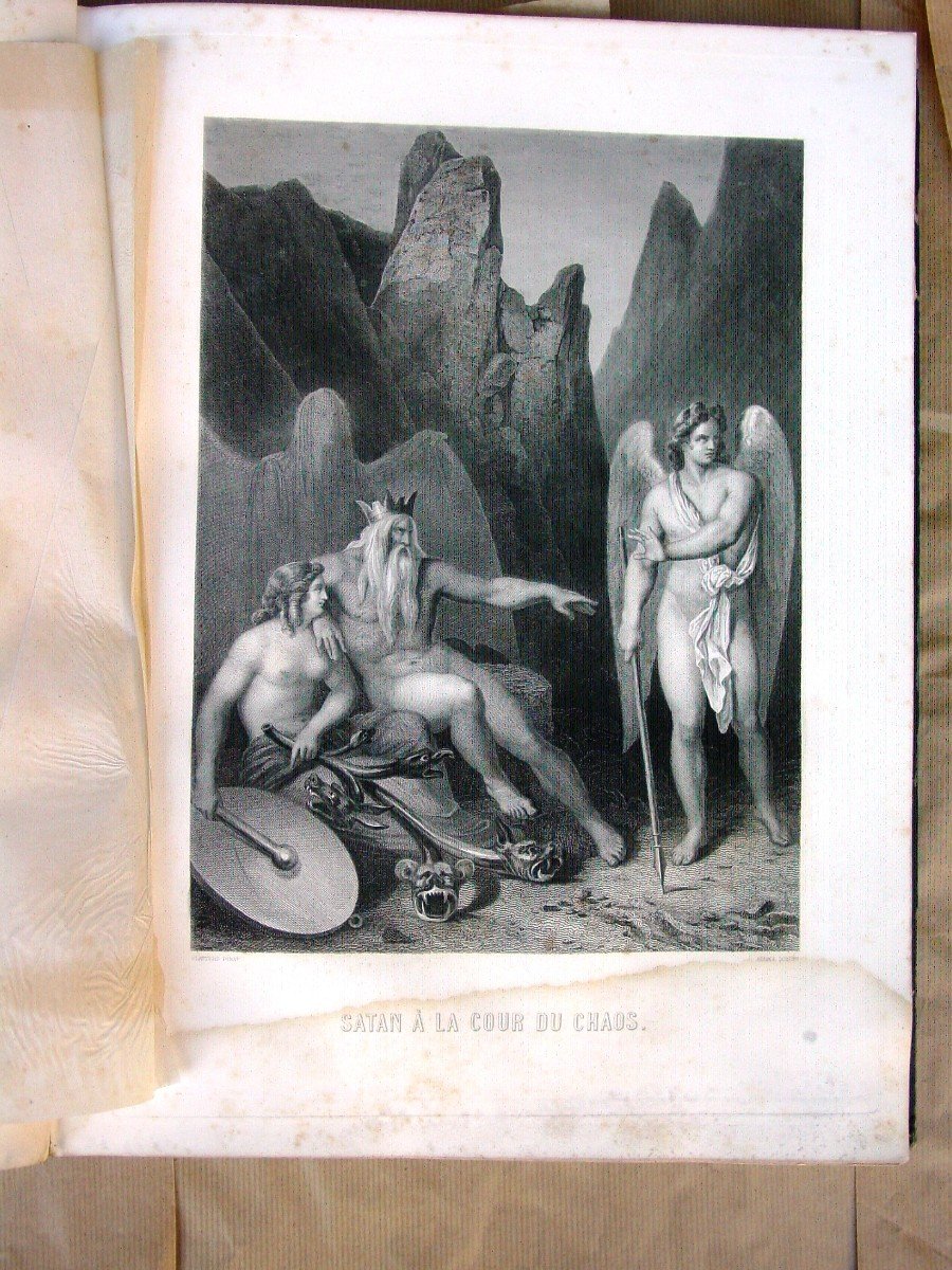 Milton : Le Paradis Perdu 27 Gravures d'Aprés Flatters Traduction Chateaubriand-photo-2