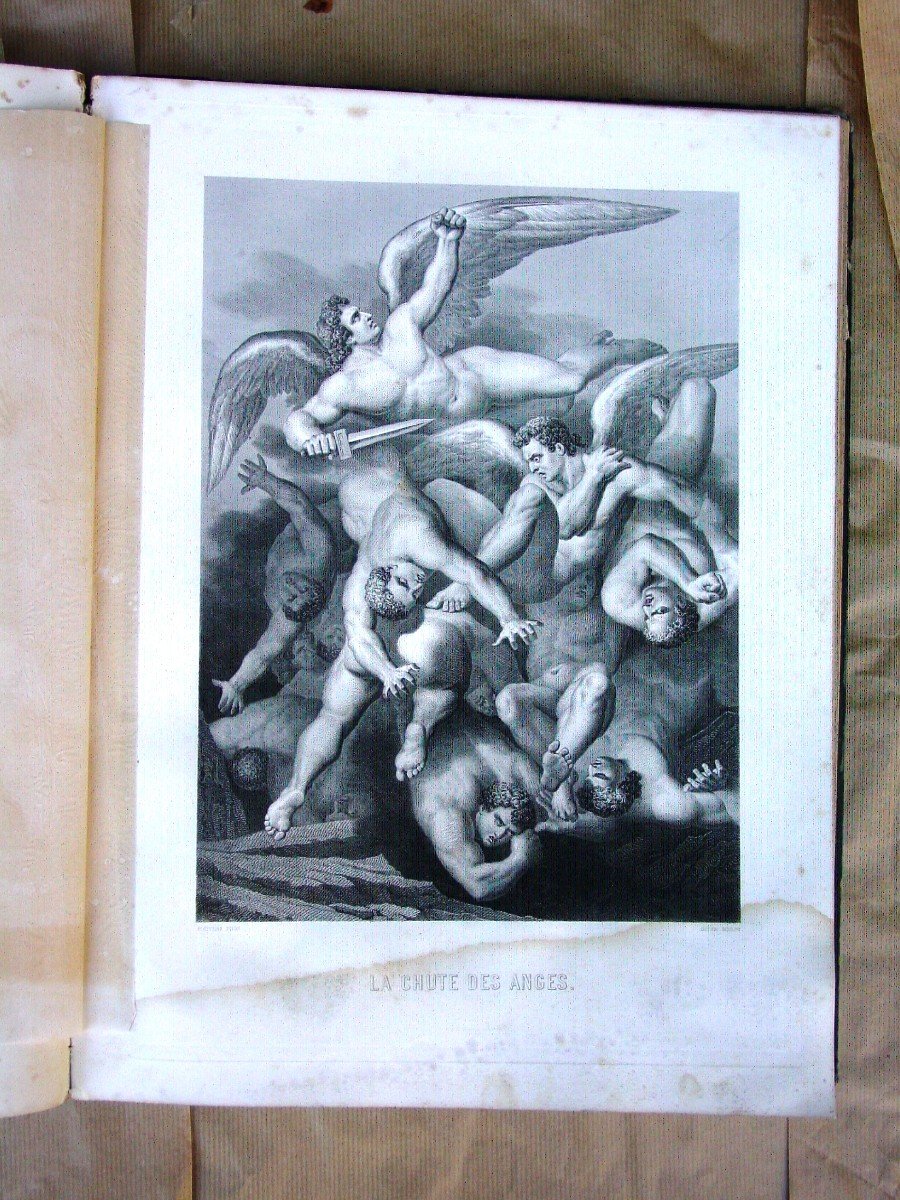 Milton : Le Paradis Perdu 27 Gravures d'Aprés Flatters Traduction Chateaubriand-photo-4