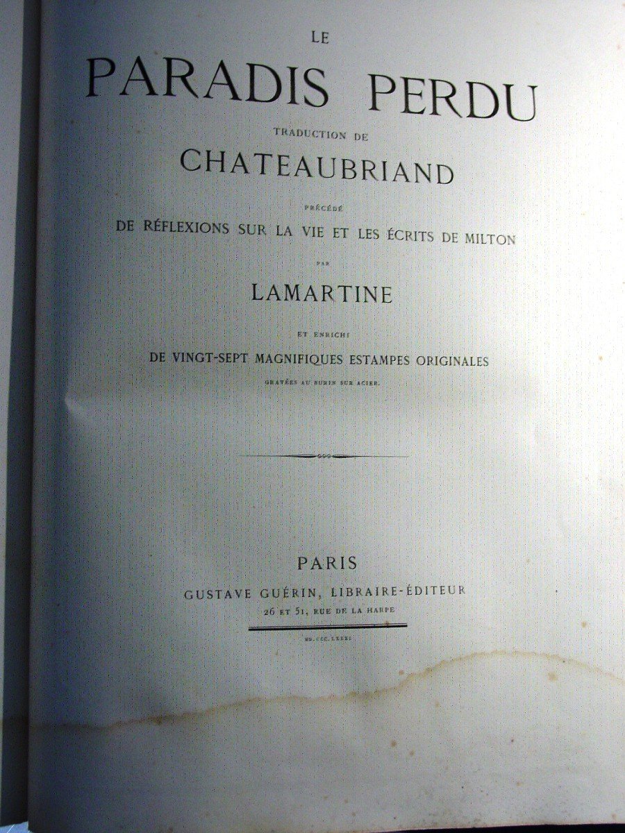 Milton : Le Paradis Perdu 27 Gravures d'Aprés Flatters Traduction Chateaubriand-photo-6