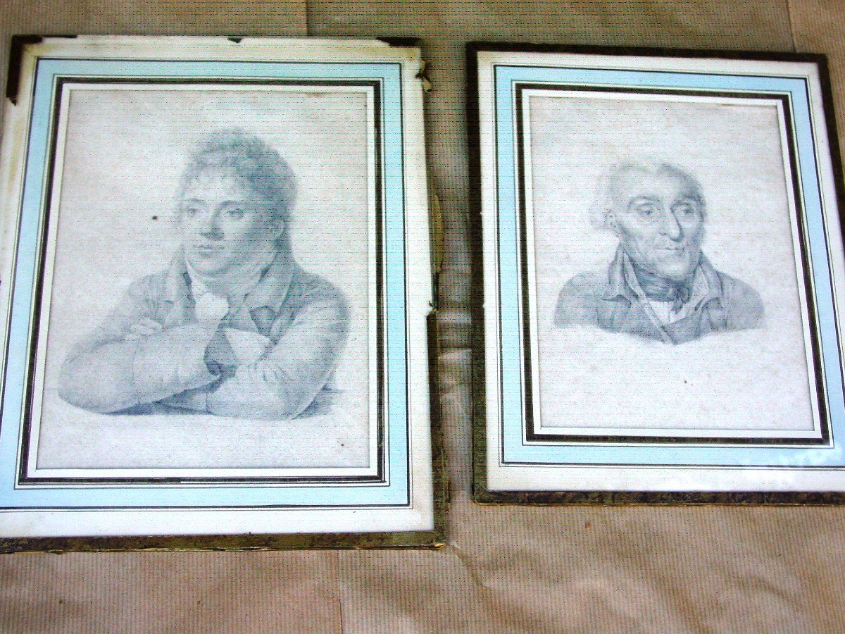 2 Drawings, Portraits From The 19th Century.