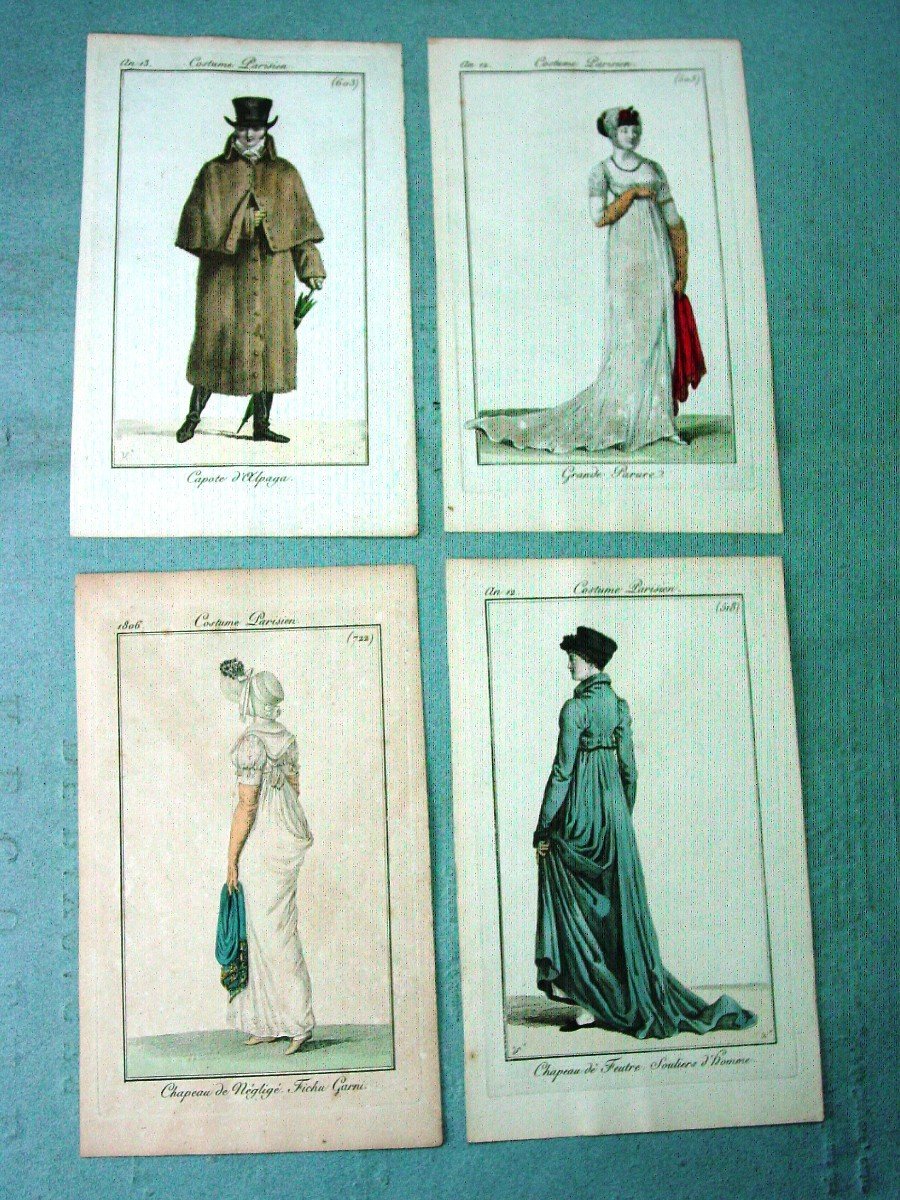 12 Gravures Empire 1806 Mode : Costumes Parisiens-photo-3