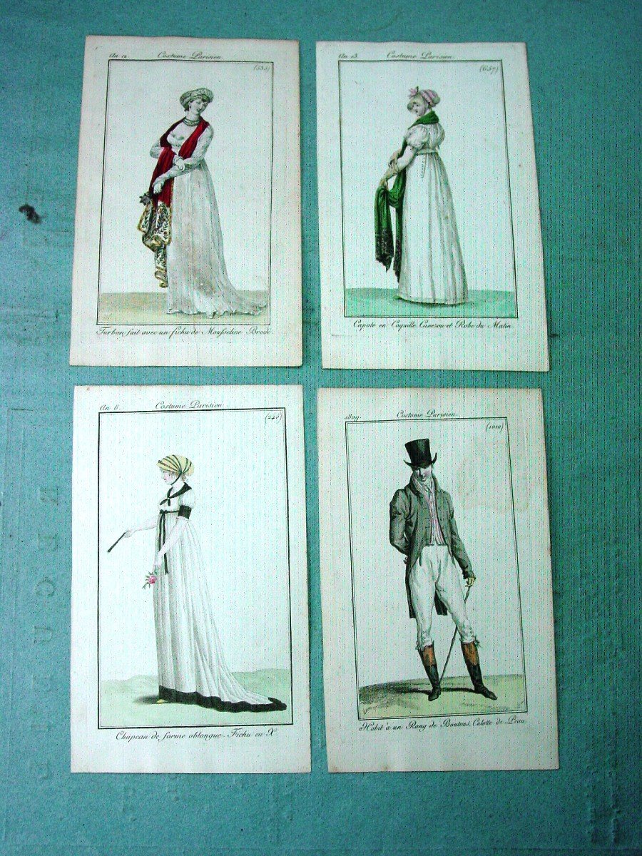 12 Gravures Empire 1806 Mode : Costumes Parisiens-photo-4