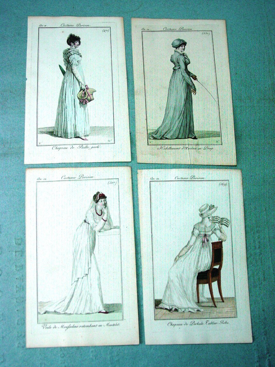 12 Gravures Empire 1806 Mode : Costumes Parisiens-photo-1