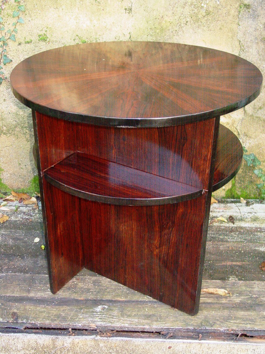 Round Art Deco Period Pedestal Table In Rosewood Coffee Table-photo-2