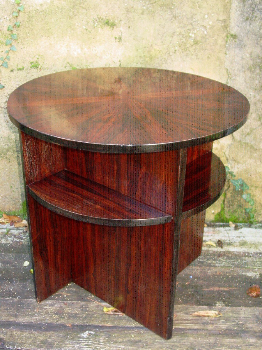 Round Art Deco Period Pedestal Table In Rosewood Coffee Table-photo-4