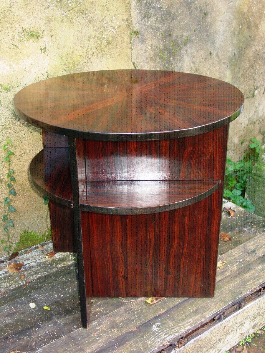 Round Art Deco Period Pedestal Table In Rosewood Coffee Table-photo-1