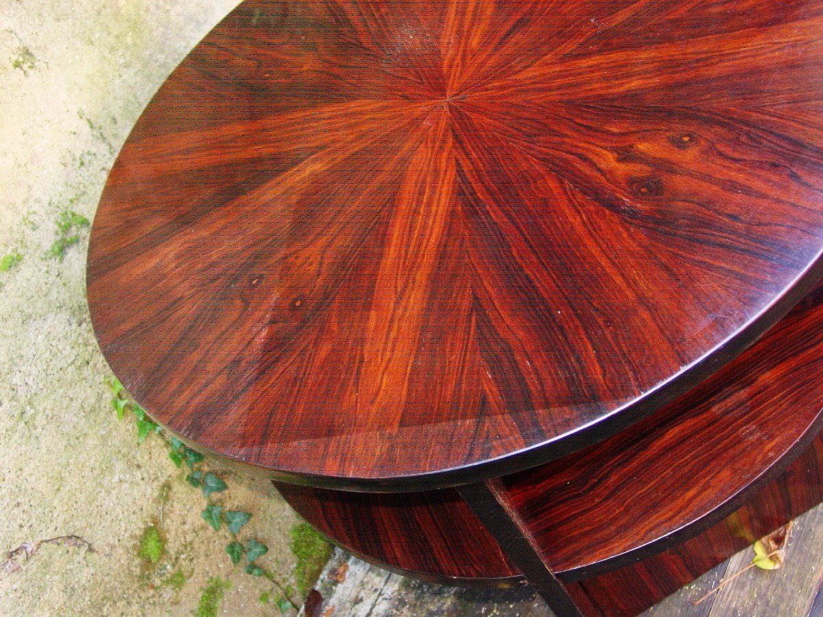 Round Art Deco Period Pedestal Table In Rosewood Coffee Table-photo-2