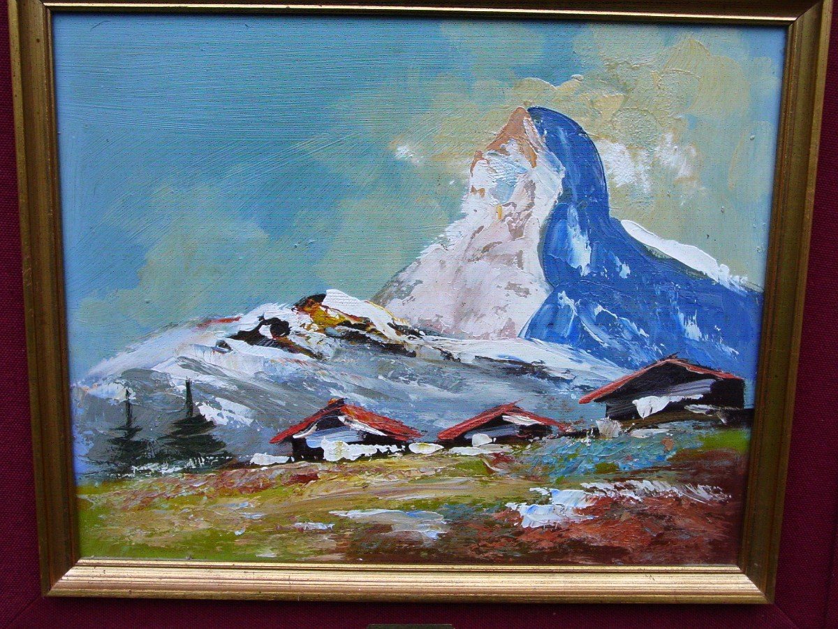 Servolini: Mountain Landscape Oil / Canvas Signed Servolini Painting By-photo-2