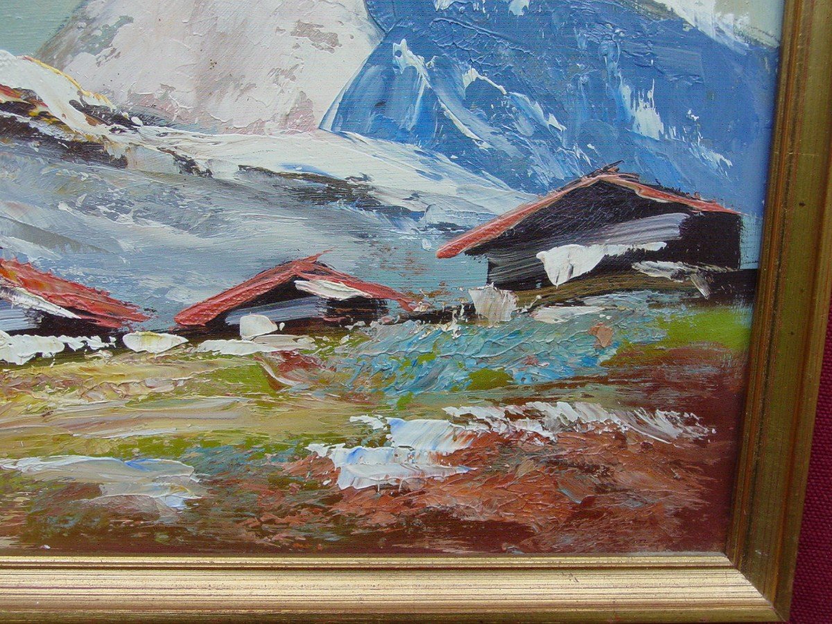 Servolini: Mountain Landscape Oil / Canvas Signed Servolini Painting By-photo-4