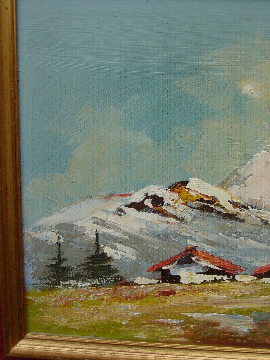 Servolini: Mountain Landscape Oil / Canvas Signed Servolini Painting By-photo-1