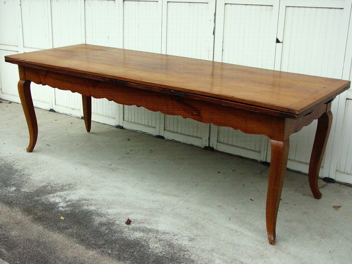 Very Large (468 Cm.) 19th Century Louis XV Style Cherry Wood Farmhouse Table -photo-2