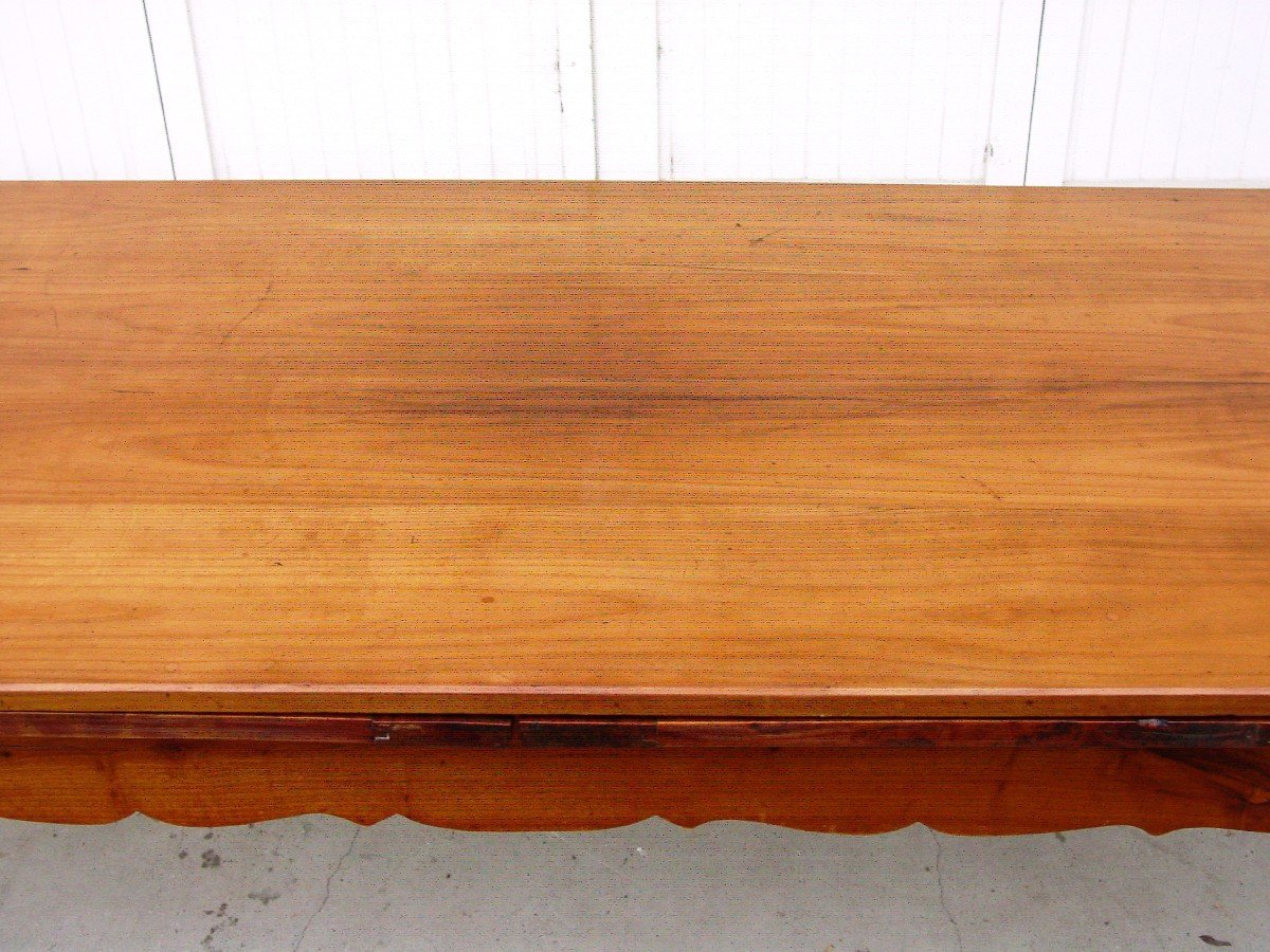 Very Large (468 Cm.) 19th Century Louis XV Style Cherry Wood Farmhouse Table -photo-4