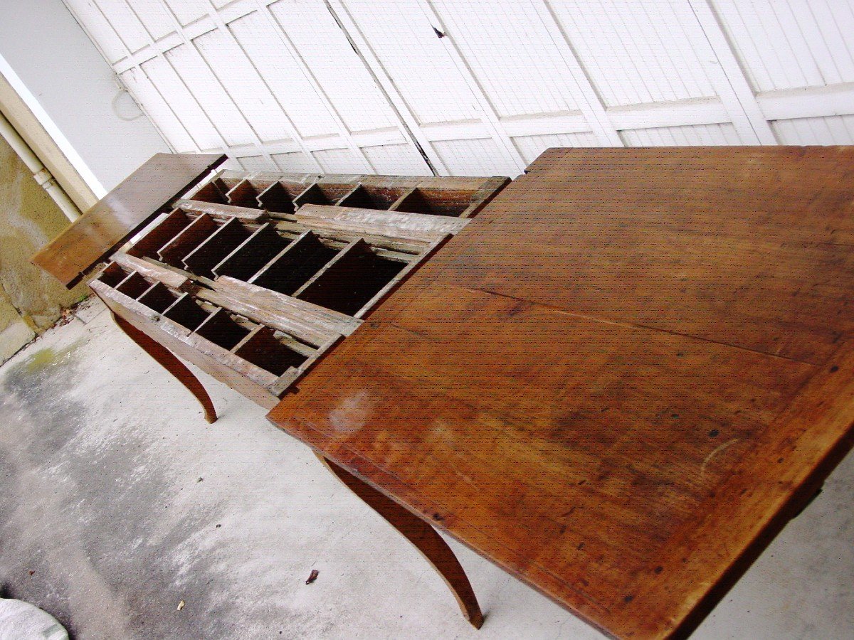 Very Large (468 Cm.) 19th Century Louis XV Style Cherry Wood Farmhouse Table -photo-6