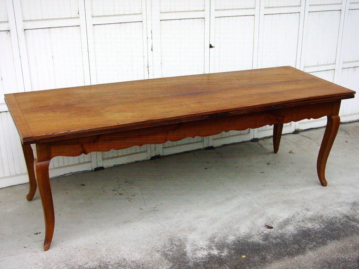 Very Large (468 Cm.) 19th Century Louis XV Style Cherry Wood Farmhouse Table 