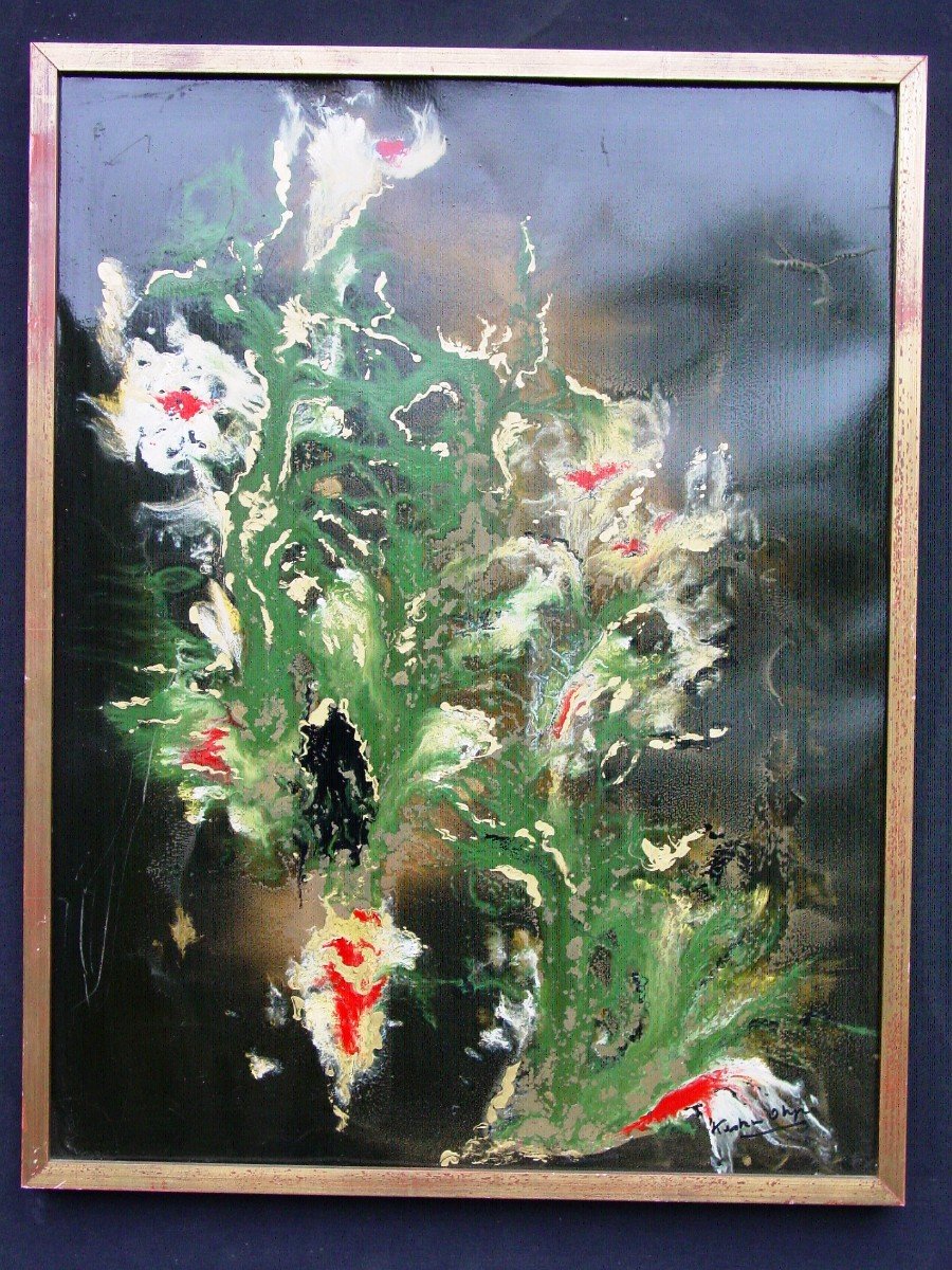 Abstract Painting Circa 1970 Signature To Decipher-photo-2