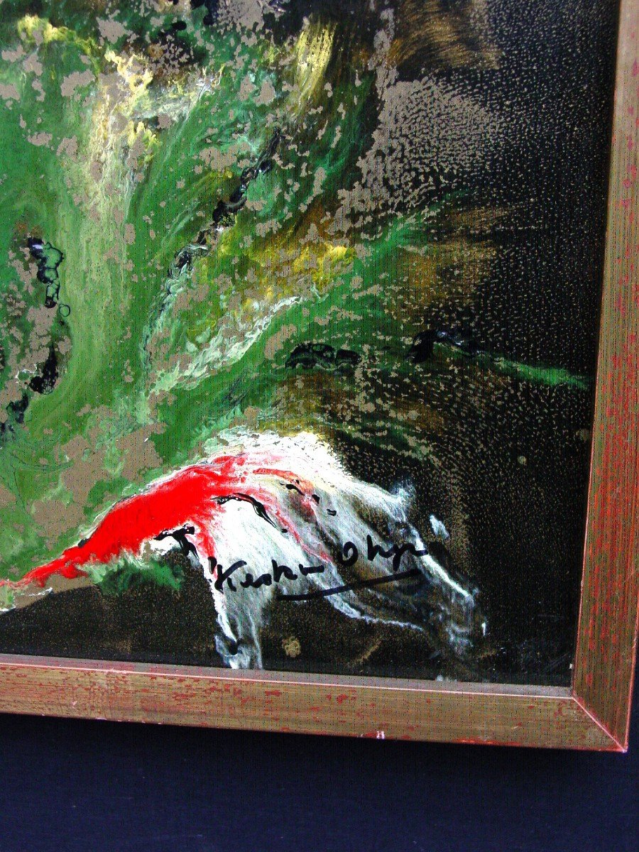 Abstract Painting Circa 1970 Signature To Decipher-photo-3