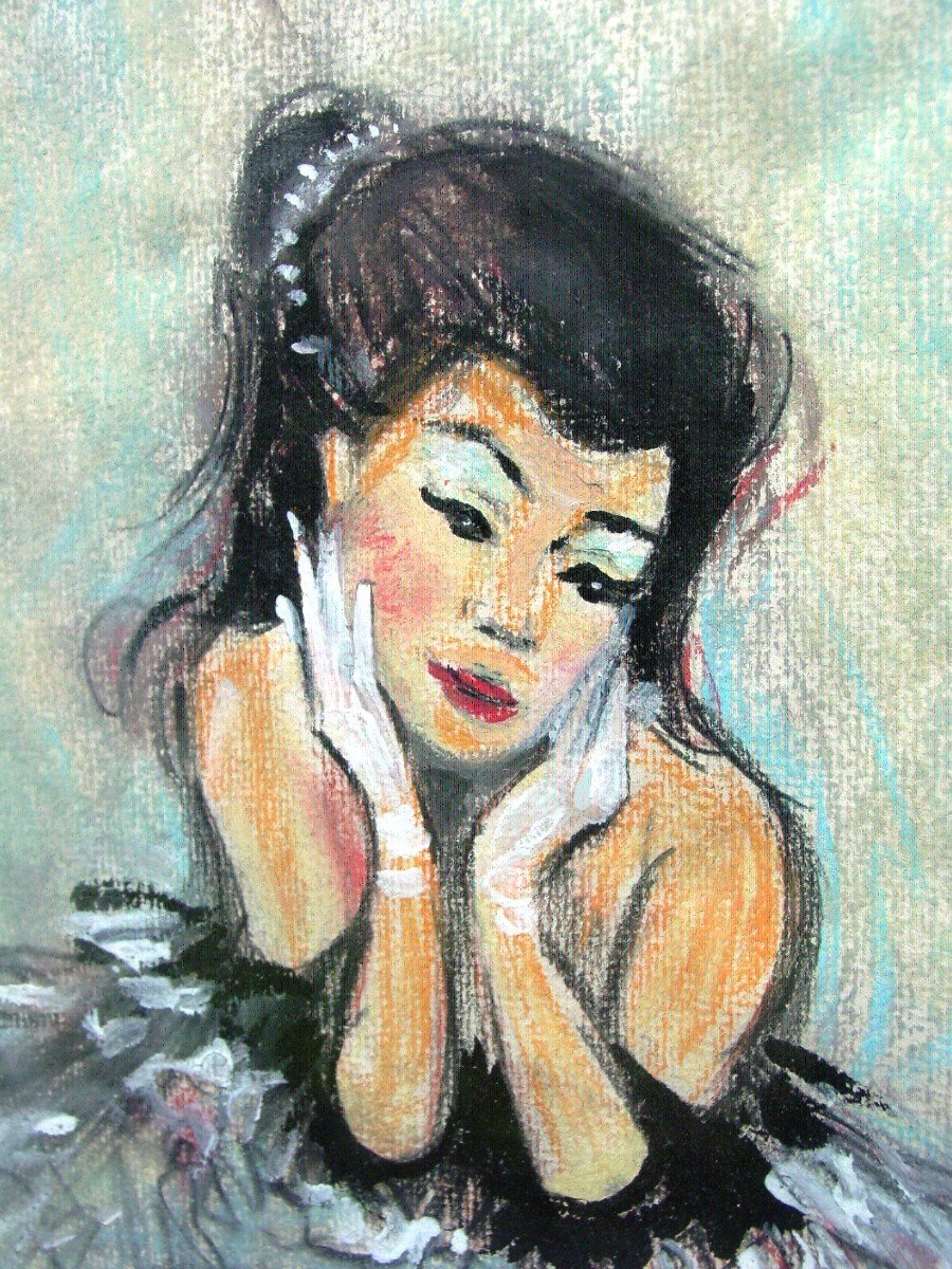 Dancer Treated In Pastel Signed Cosson-photo-2