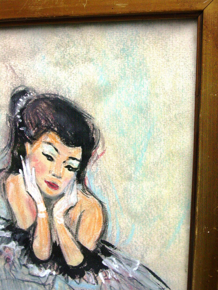 Dancer Treated In Pastel Signed Cosson-photo-4