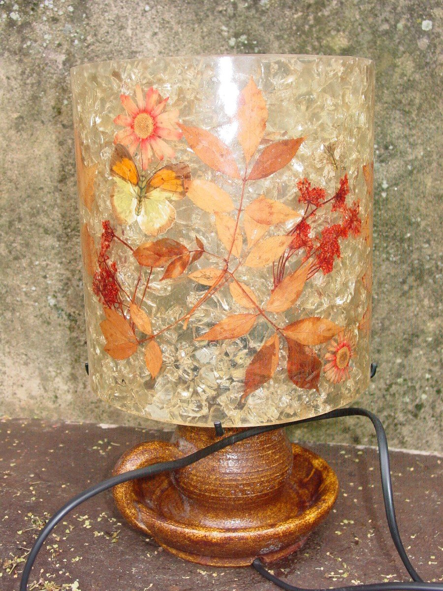 Lamp (h. 31.5 Cm.) Accolay Stoneware & Resin & Plants-photo-4