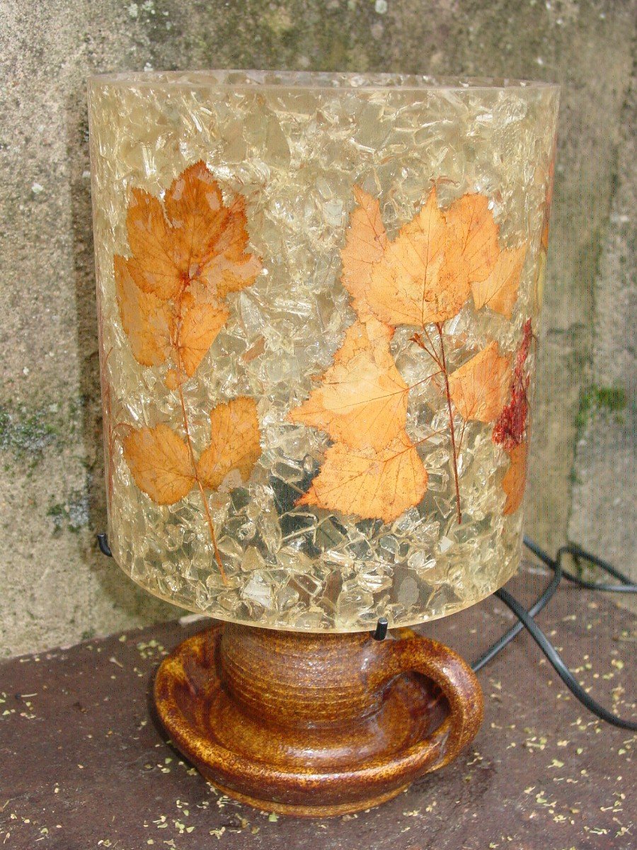 Lamp (h. 31.5 Cm.) Accolay Stoneware & Resin & Plants-photo-5