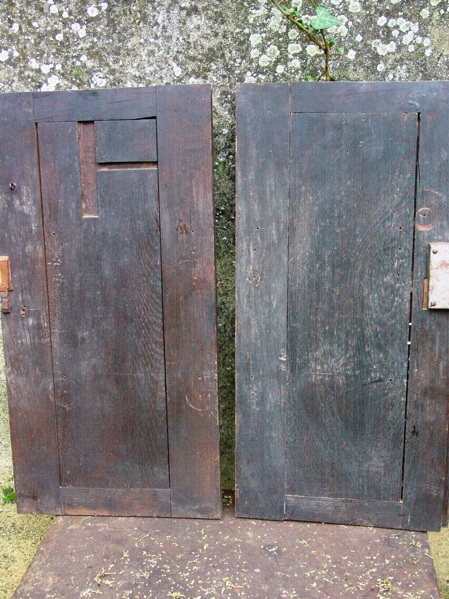 Pair Of 17th Century Door-mounted Panels Circa 1900 Angels & Landsknechts-photo-5