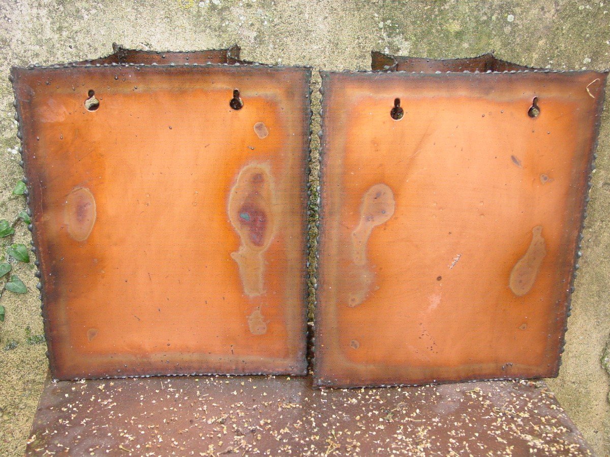 Pair Of Accolay Copper & Resin Wall Lights Circa 1975-photo-4