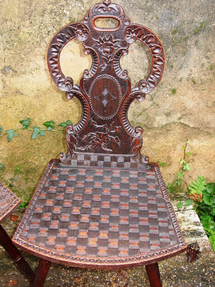 Pair Of Chairs From South Germany, Switzerland, Oak, Ladders, End Of 19th Century-photo-3