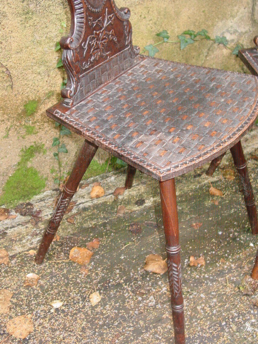 Pair Of Chairs From South Germany, Switzerland, Oak, Ladders, End Of 19th Century-photo-1