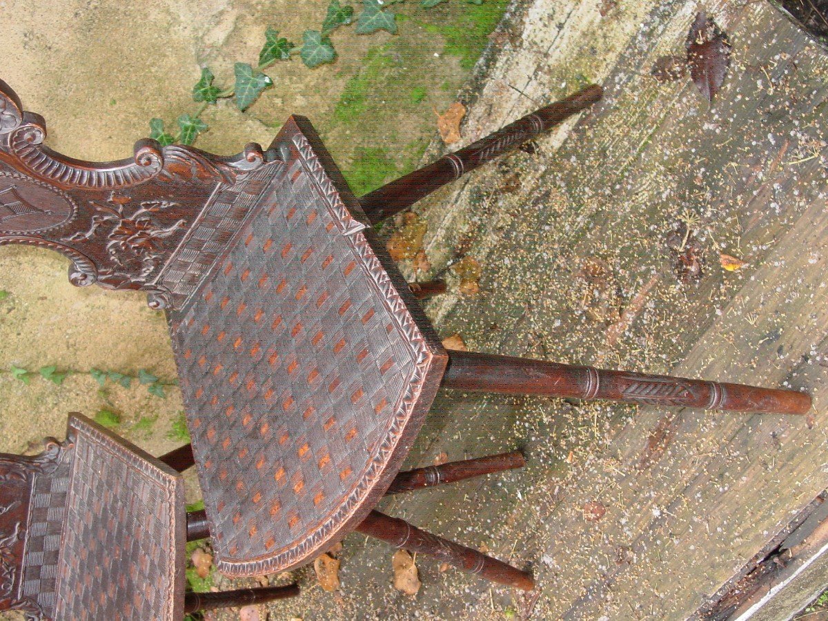 Pair Of Chairs From South Germany, Switzerland, Oak, Ladders, End Of 19th Century-photo-3