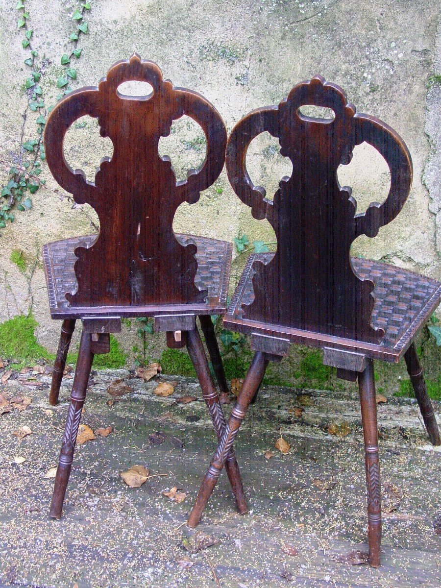 Pair Of Chairs From South Germany, Switzerland, Oak, Ladders, End Of 19th Century-photo-6