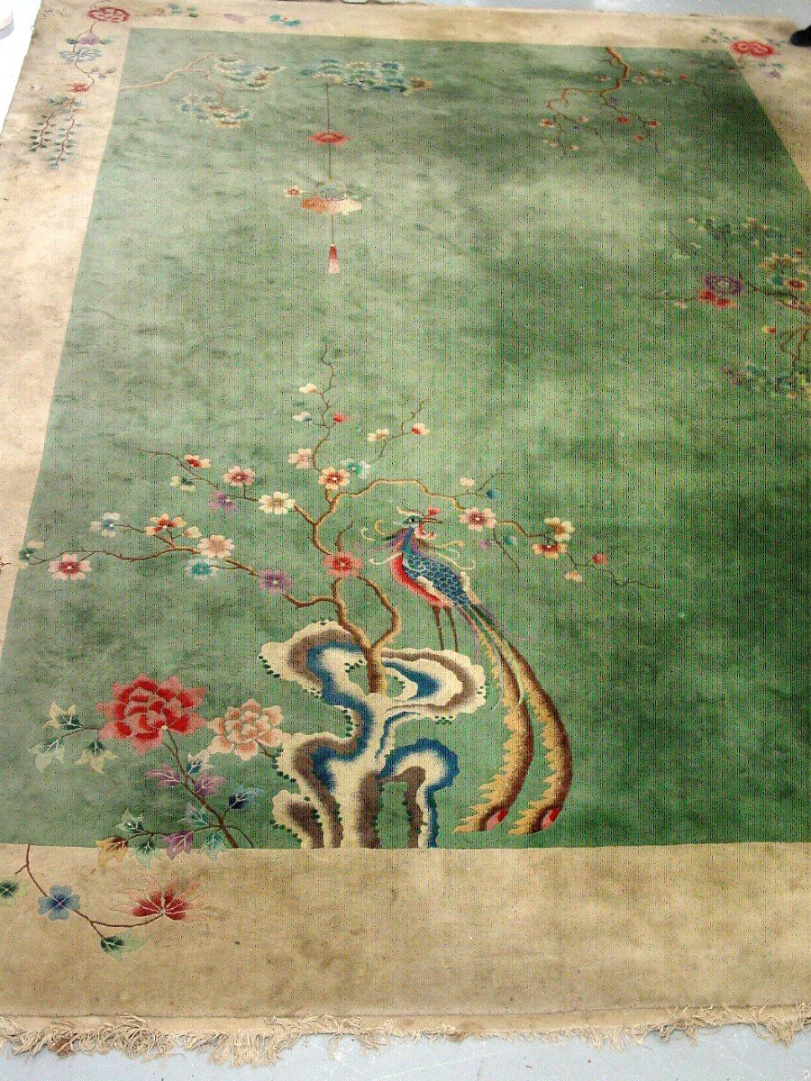 Grand (550 X 360 Cm.) Tapis Chine époque 1900-20 à Restaurer & Nettoyer