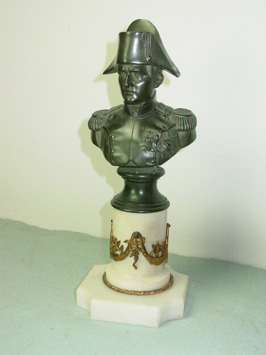 Bust Of Napoleon, 19th Century, In Patinated Bronze-photo-2