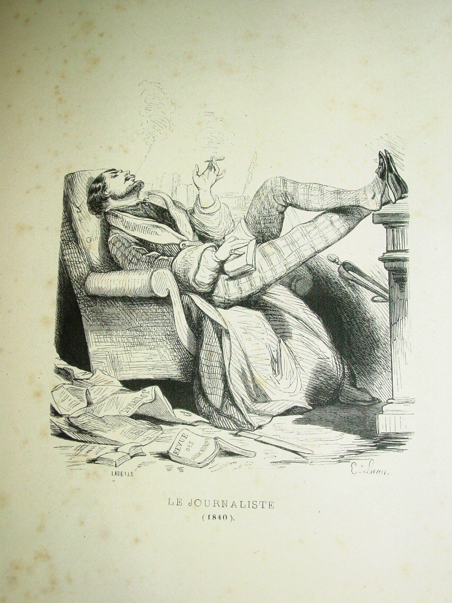 4 Lithographs Caricatures Of The Journalist Of The End Of The 19th Century By Lami, Platier Etc....-photo-3