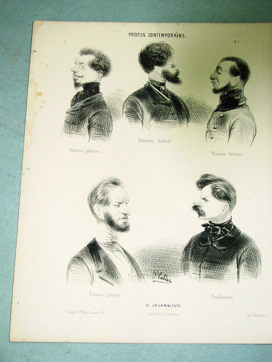 4 Lithographs Caricatures Of The Journalist Of The End Of The 19th Century By Lami, Platier Etc....-photo-4