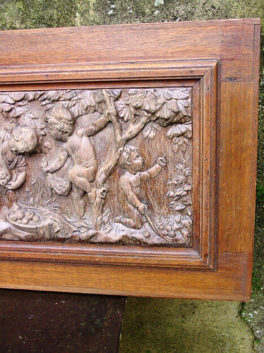 Wooden Frieze Treated In Bas-relief 1890-photo-2