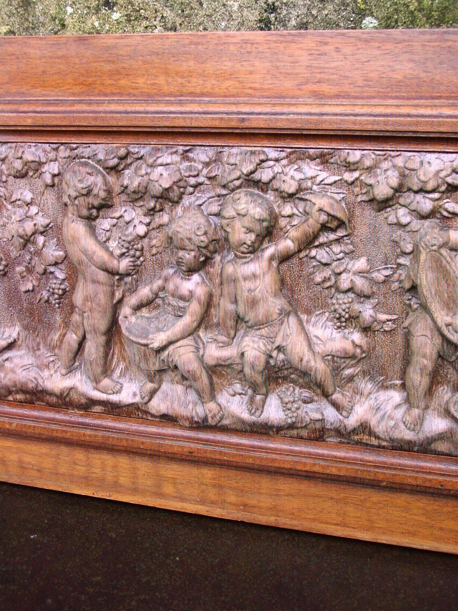 Wooden Frieze Treated In Bas-relief 1890-photo-3