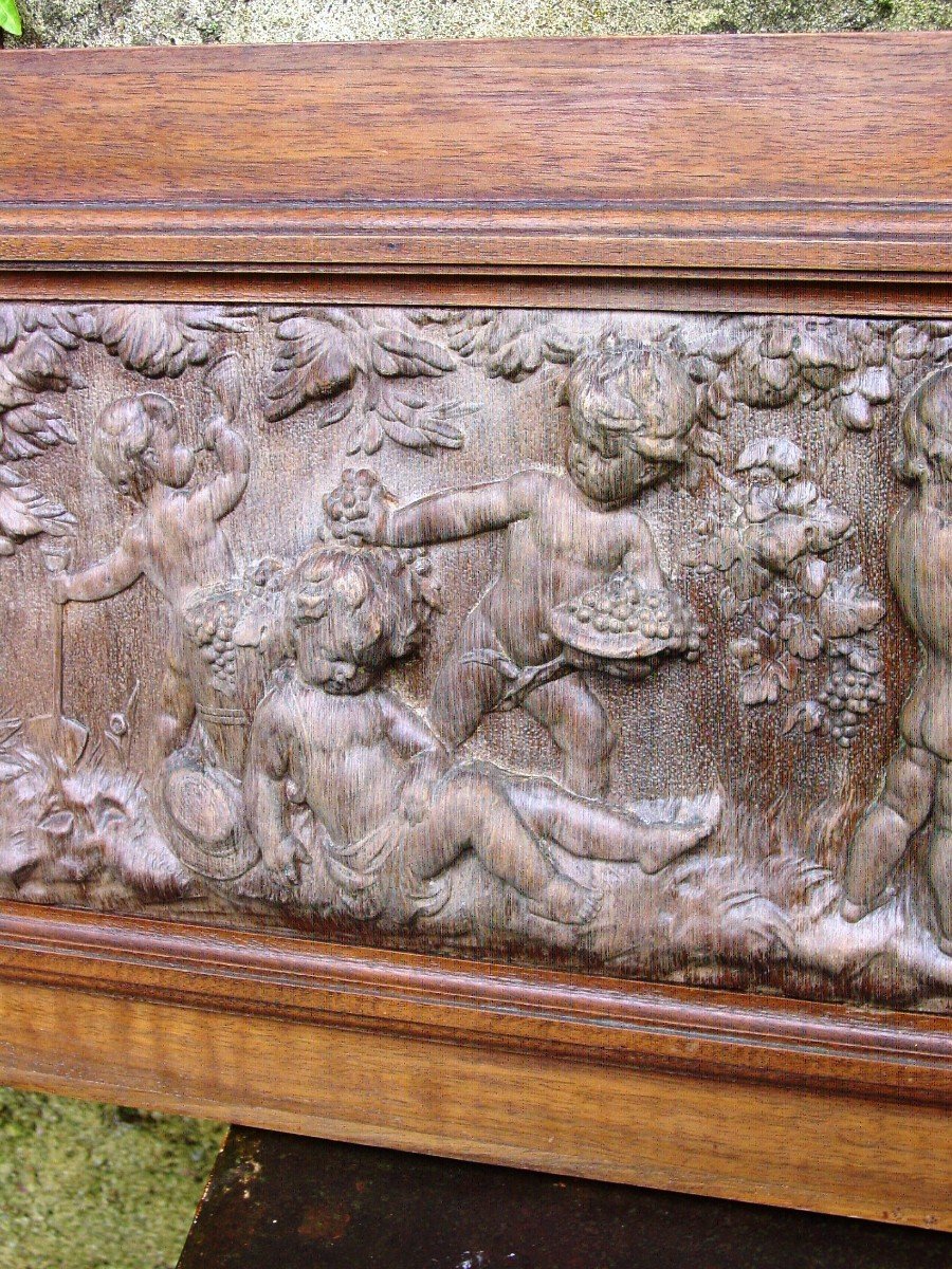 Wooden Frieze Treated In Bas-relief 1890-photo-4