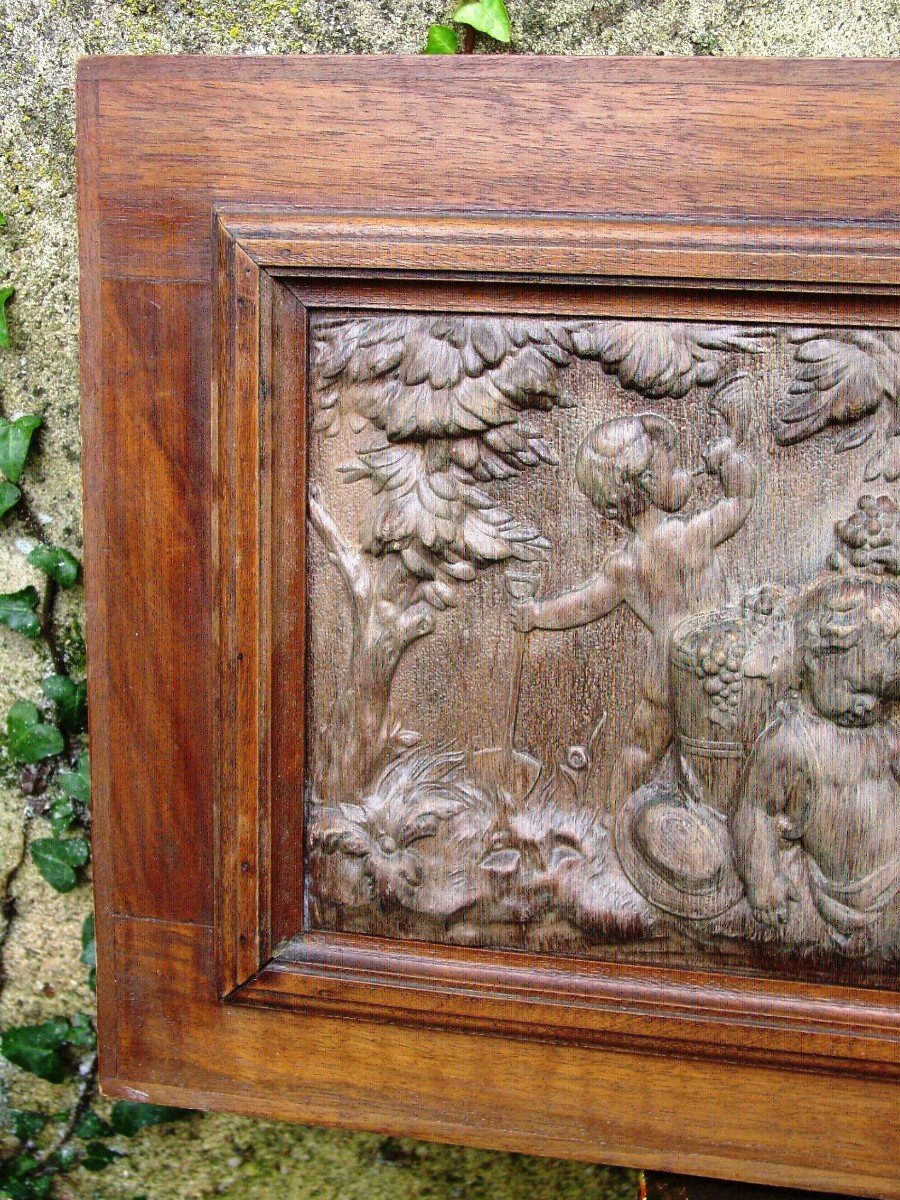 Frise En Bois Traitée En Bas-relief 1890-photo-1