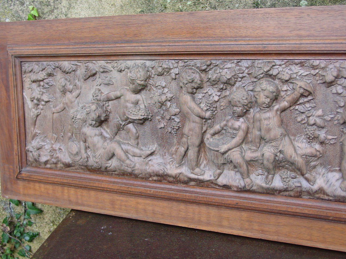 Wooden Frieze Treated In Bas-relief 1890-photo-3