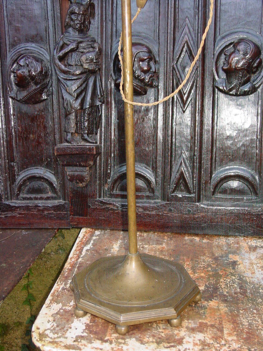 Large Bronze Lamp Worship Type Circa 1920-photo-3